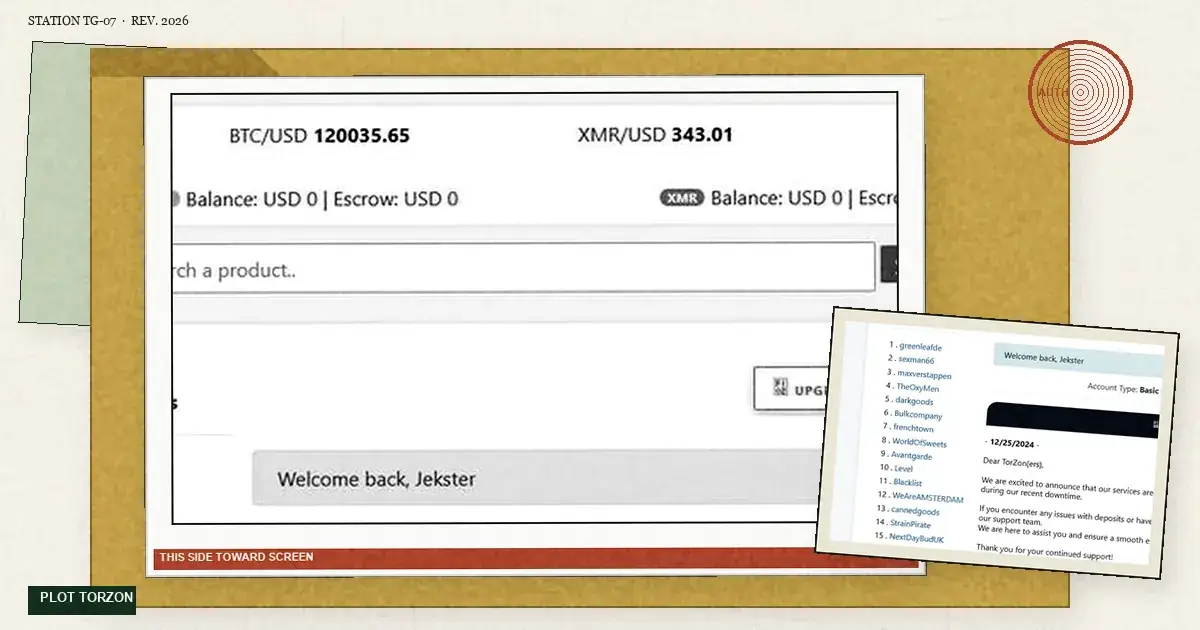 Torzon Market interface still on cream station paper